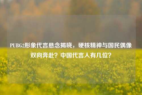 PUBG2形象代言悬念揭晓,硬核精神与国民偶像双向奔赴?中国代言人有几位?