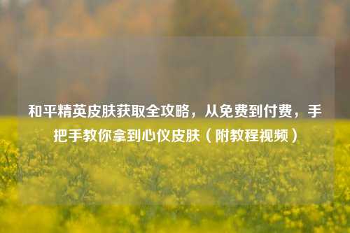 和平精英皮肤获取全攻略,从免费到付费,手把手教你拿到心仪皮肤(附教程视频)