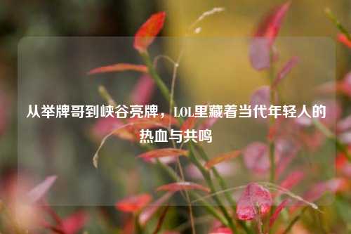 从举牌哥到峡谷亮牌,LOL里藏着当代年轻人的热血与共鸣