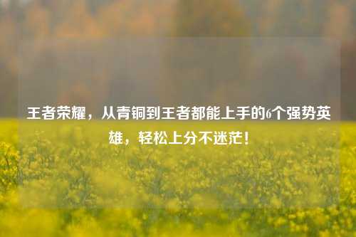 王者荣耀，从青铜到王者都能上手的6个强势英雄，轻松上分不迷茫！