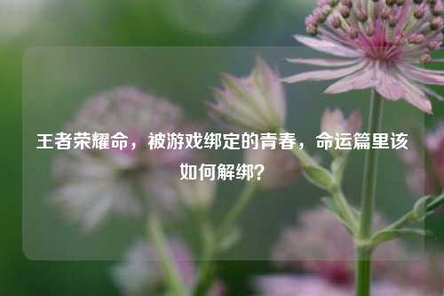 王者荣耀命，被游戏绑定的青春，命运篇里该如何解绑？