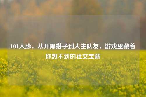 LOL人脉，从开黑搭子到人生队友，游戏里藏着你想不到的社交宝藏
