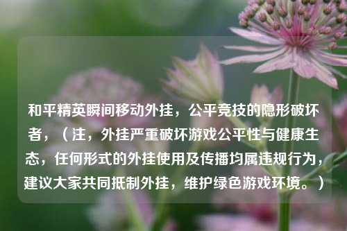 和平精英瞬间移动外挂,公平竞技的隐形破坏者,(注,外挂严重破坏游戏公平性与健康生态,任何形式的外挂使用及传播均属违规行为,建议大家共同抵制外挂,维护绿色游戏环境。)