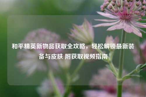 和平精英新物品获取全攻略，轻松解锁最新装备与皮肤 附获取视频指南