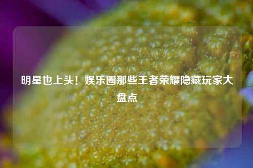 明星也上头！娱乐圈那些王者荣耀隐藏玩家大盘点