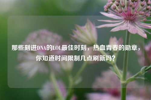 那些刻进DNA的LOL最佳时刻,热血青春的勋章,你知道时间限制几点刷新吗?
