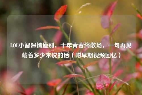 LOL小智深情道别,十年青春终散场,一句再见藏着多少未说的话(附早期视频回忆)