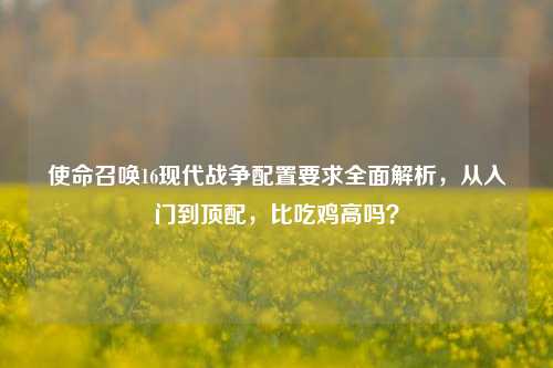 使命召唤16现代战争配置要求全面解析，从入门到顶配，比吃鸡高吗？