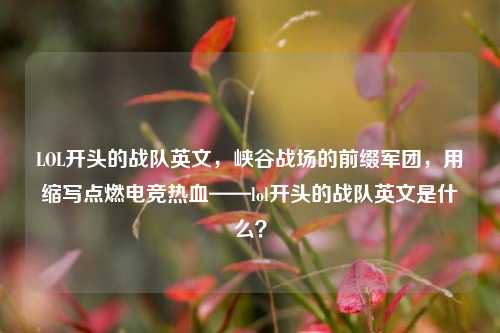 LOL开头的战队英文,峡谷战场的前缀军团,用缩写点燃电竞热血——lol开头的战队英文是什么?
