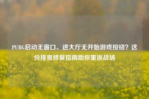 PUBG启动无窗口、进大厅无开始游戏按钮？这份排查修复指南助你重返战场