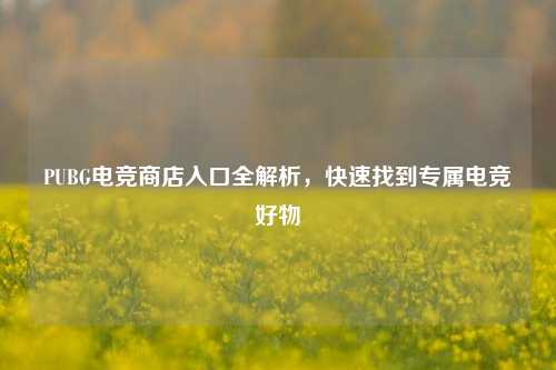 PUBG电竞商店入口全解析,快速找到专属电竞好物