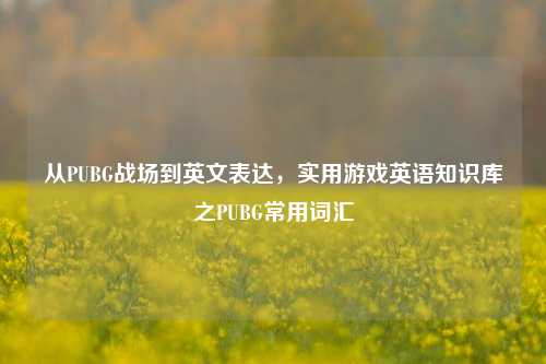 从PUBG战场到英文表达,实用游戏英语知识库之PUBG常用词汇