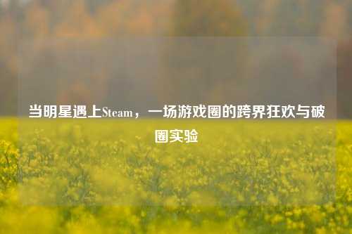 当明星遇上Steam,一场游戏圈的跨界狂欢与破圈实验