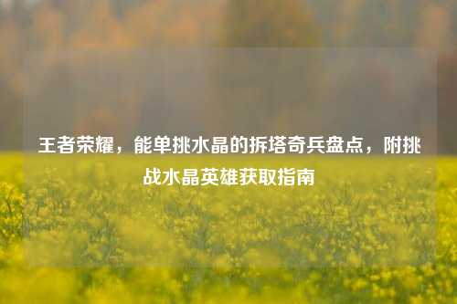 王者荣耀，能单挑水晶的拆塔奇兵盘点，附挑战水晶英雄获取指南