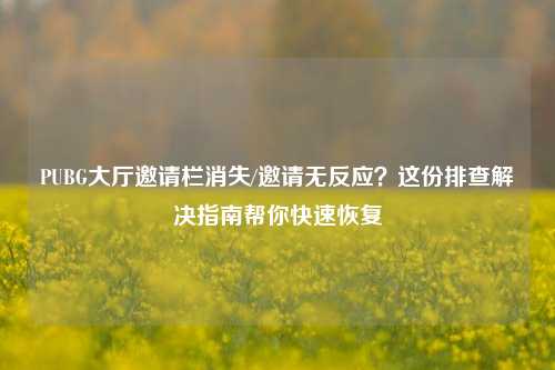 PUBG大厅邀请栏消失/邀请无反应？这份排查解决指南帮你快速恢复