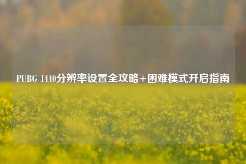 PUBG 1440分辨率设置全攻略+困难模式开启指南