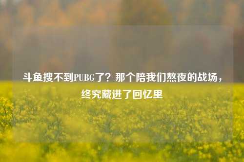 斗鱼搜不到PUBG了？那个陪我们熬夜的战场，终究藏进了回忆里