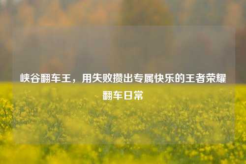峡谷翻车王,用失败攒出专属快乐的王者荣耀翻车日常