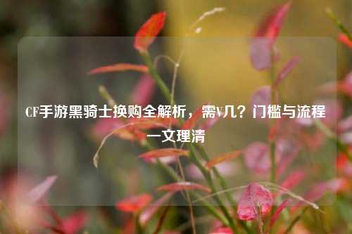 CF手游黑骑士换购全解析,需V几?门槛与流程一文理清
