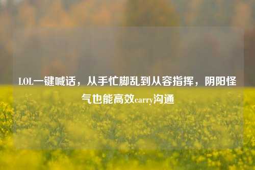 LOL一键喊话，从手忙脚乱到从容指挥，阴阳怪气也能高效carry沟通