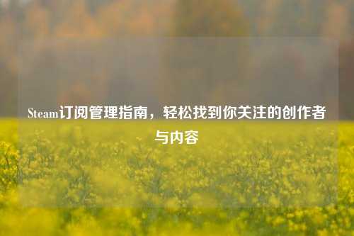 Steam订阅管理指南,轻松找到你关注的创作者与内容