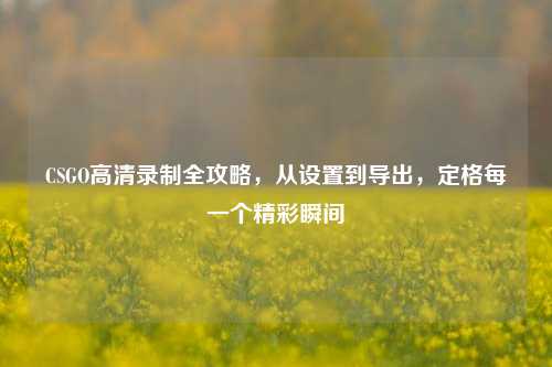 CSGO高清录制全攻略,从设置到导出,定格每一个精彩瞬间