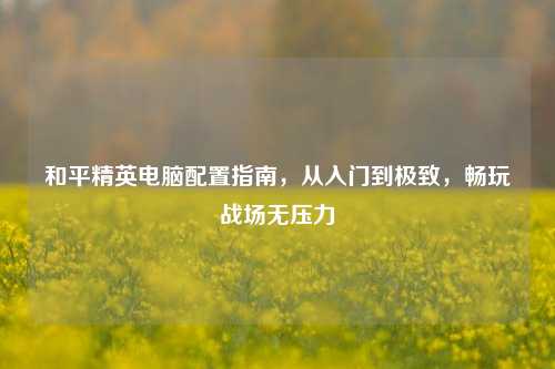 和平精英电脑配置指南，从入门到极致，畅玩战场无压力