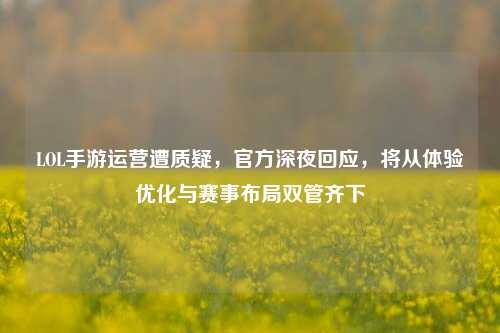LOL手游运营遭质疑,官方深夜回应,将从体验优化与赛事布局双管齐下