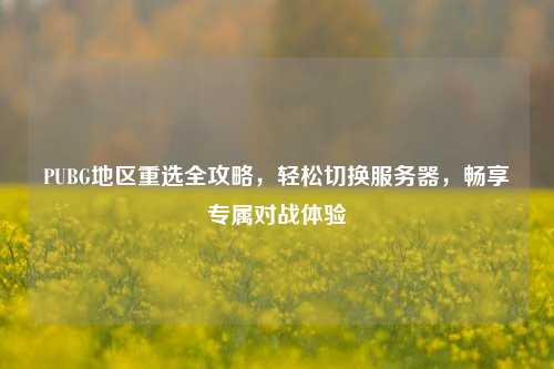 PUBG地区重选全攻略,轻松切换服务器,畅享专属对战体验