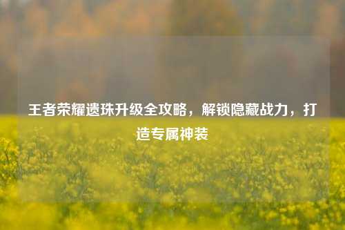 王者荣耀遗珠升级全攻略，解锁隐藏战力，打造专属神装