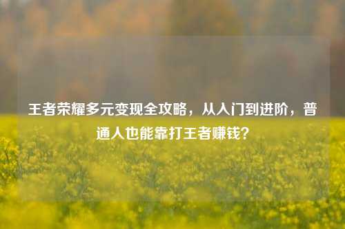王者荣耀多元变现全攻略,从入门到进阶,普通人也能靠打王者赚钱?