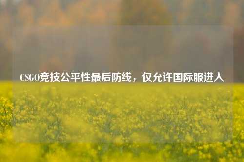 CSGO竞技公平性最后防线,仅允许国际服进入