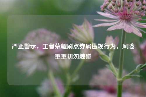 严正警示，王者荣耀刷点券属违规行为，风险重重切勿触碰