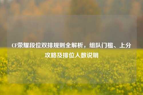 CF荣耀段位双排规则全解析，组队门槛、上分攻略及排位人数说明