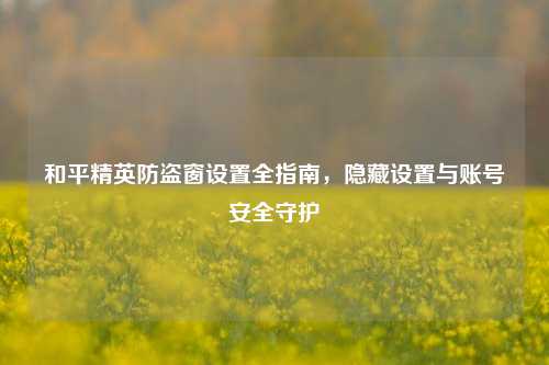 和平精英防盗窗设置全指南，隐藏设置与账号安全守护
