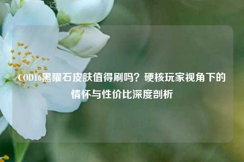 COD16黑曜石皮肤值得刷吗？硬核玩家视角下的情怀与性价比深度剖析