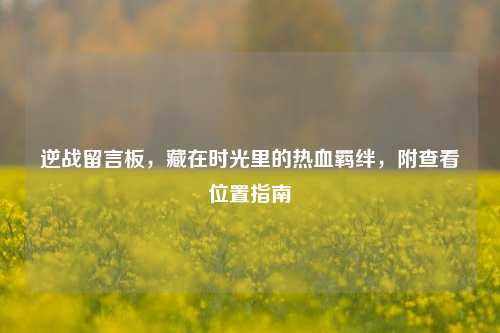 逆战留言板,藏在时光里的热血羁绊,附查看位置指南