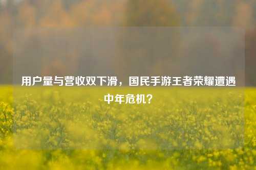 用户量与营收双下滑，国民手游王者荣耀遭遇中年危机？