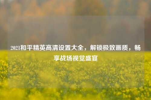 2021和平精英高清设置大全，解锁极致画质，畅享战场视觉盛宴